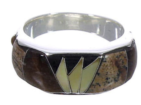 Jewelry Southwest Silver Tiger Eye Multicolor Ring Size 6-3/4 AX37208